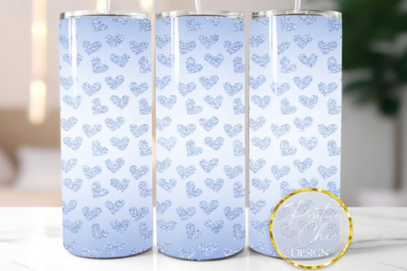 Download Glitter Blue Hearts Tumbler Wrap 20 Oz - Tumbler wrap Collection