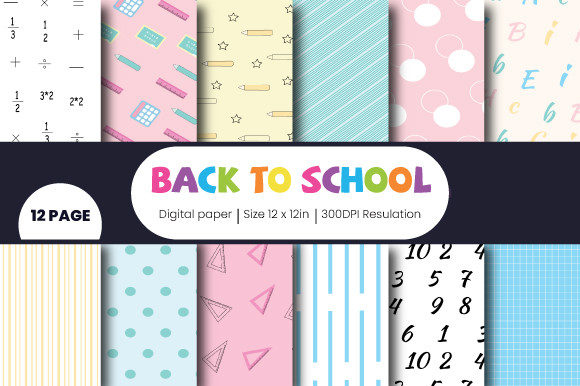 Download Back to School Digital Paper Pattern - Premium Bundle