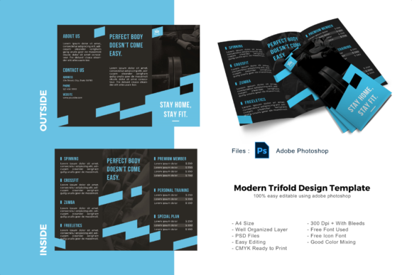 Download Fitbody Trifold Photoshop Template - Photoshop template Collection