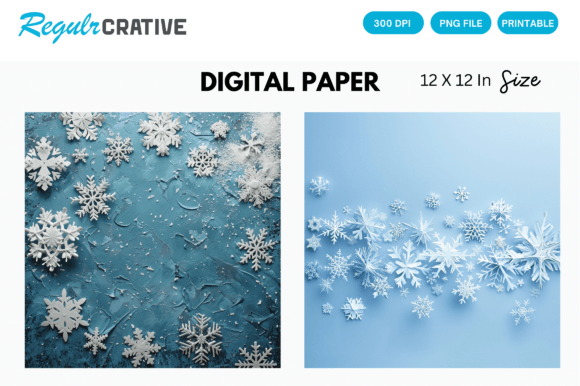Download Snowflake Christmas Digital Paper Pack - Christmas digital paper pack Collection