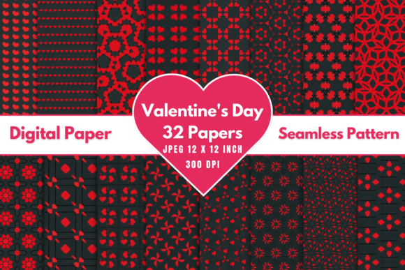 Download Valentine's Day Digital Paper Patterns - Digital paper pattern Collection