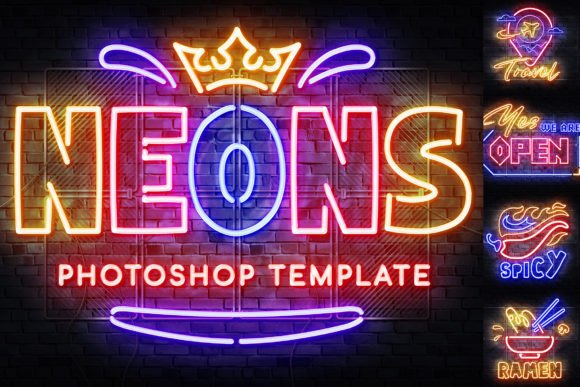 Download Neon Outline Photoshop Template - Photoshop template Collection