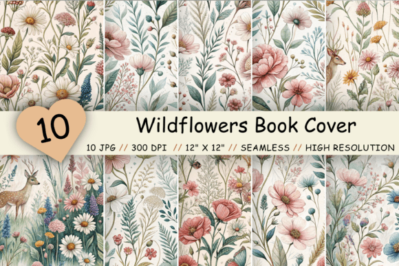 Download Wildflowers Seamless Book Cover Pattern - Book cover pattern Collection