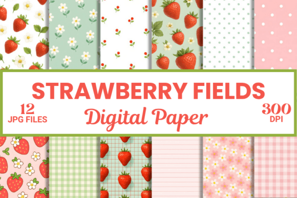 Download Strawberry Fields Digital Paper Pattern - Premium Resources