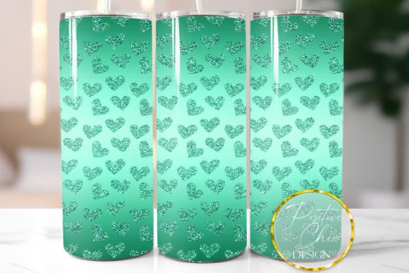 Download Teal Hearts Glitter Tumbler Wrap Design - Tumbler wrap Collection