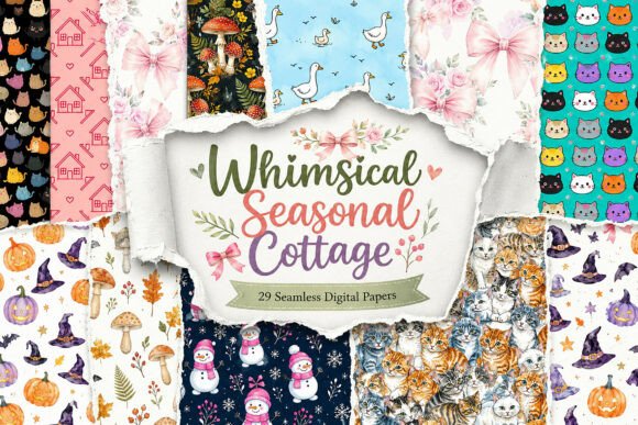 Download Whimsical Seasonal Cottage Pattern - Cottage pattern Collection