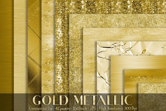 Download Bright Gold Metallic Digital Papers - Metallic Collection