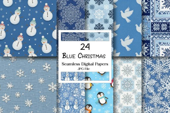 Download Blue Christmas Digital Paper Pack - Christmas digital paper pack Collection