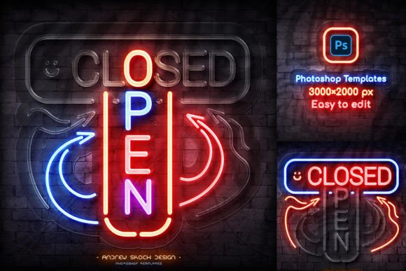 Download Neon on off Light – Photoshop Template - Photoshop template Collection
