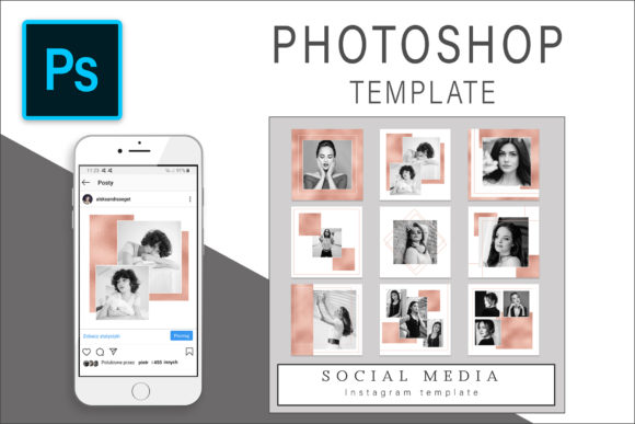 Download Rose Gold Instagram Photoshop Template - Photoshop template Collection