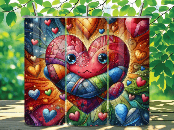Download Colorful Abstract Hearts Tumbler Wrap - Tumbler wrap Collection