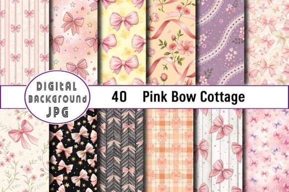 Download Seamless Pink Bow Cottage Pattern - Cottage pattern Collection
