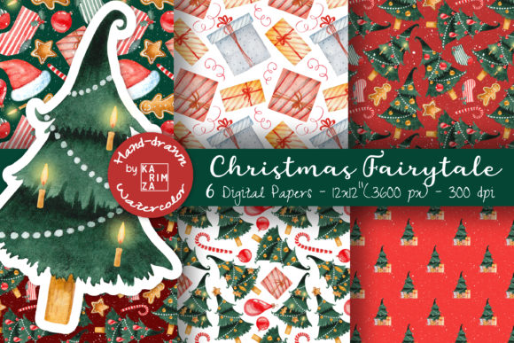 Download Watercolor Christmas Digital Paper Pack - Christmas digital paper pack Collection