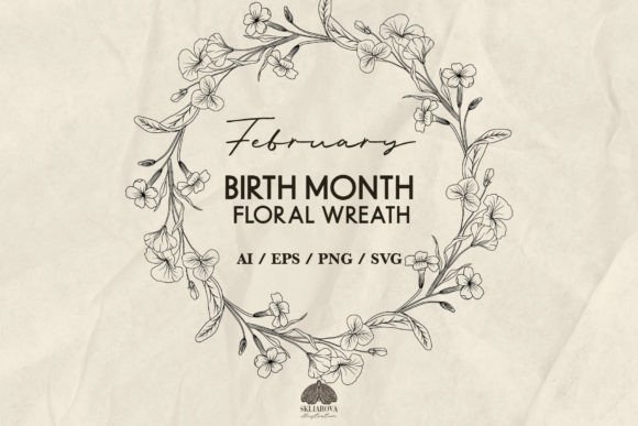 Download February Birth Month Flower Wreath SVG - February Collection