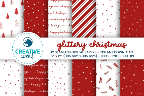 Download Glittery Christmas Digital Paper Pack - Christmas digital paper pack Collection
