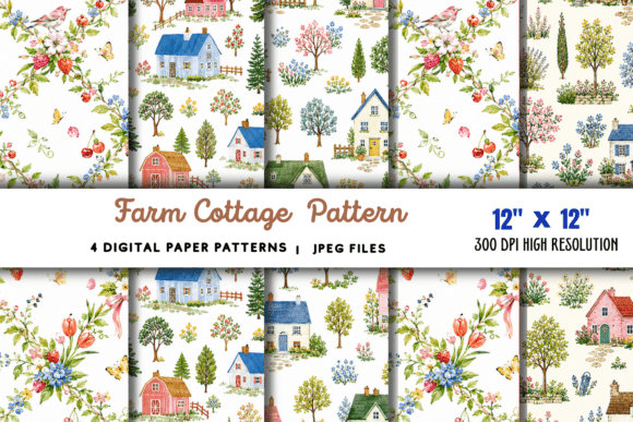 Download Farm Cottage Pattern, Farmhouse Pattern - Cottage pattern Collection