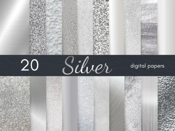 Download Silver Digital Papers. Metallic Textures - Metallic Collection