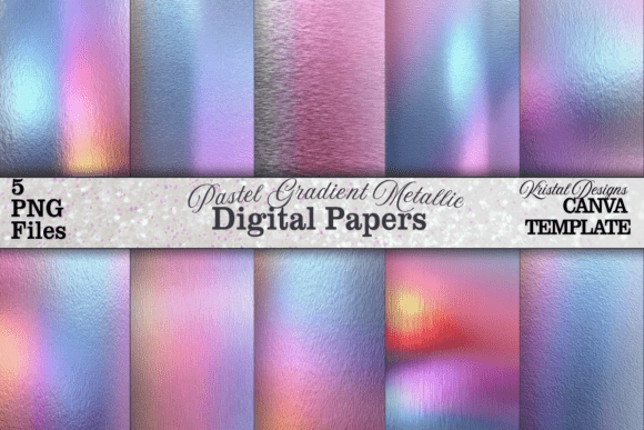 Download Pastel Gradient Metallic Digital Paper - Metallic Collection