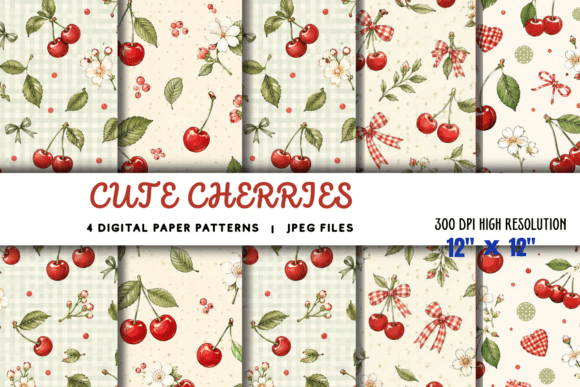 Download Cute Cherries Digital Paper Pattern - Premium Resources