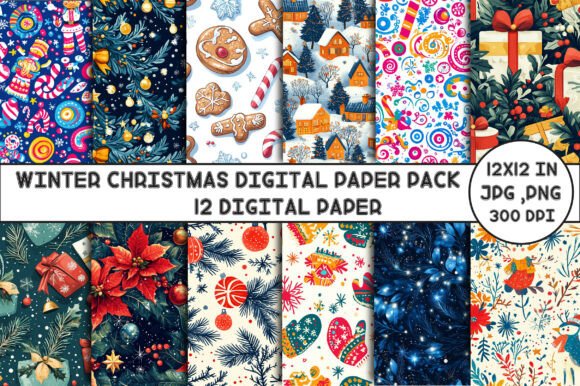 Download Winter Christmas Digital Paper Pack - Christmas digital paper pack Collection